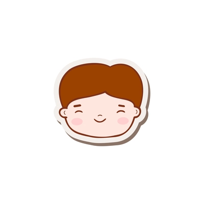 Happy face of kid boy icon on white background doodle vector illustration