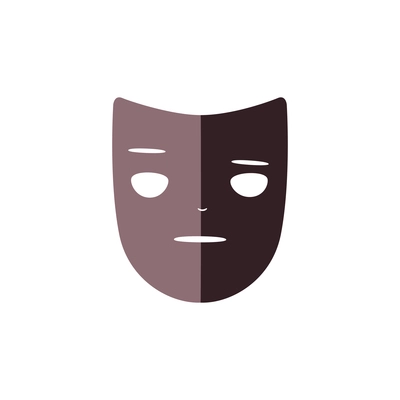 Flat black theater mask icon on white background vector illustration