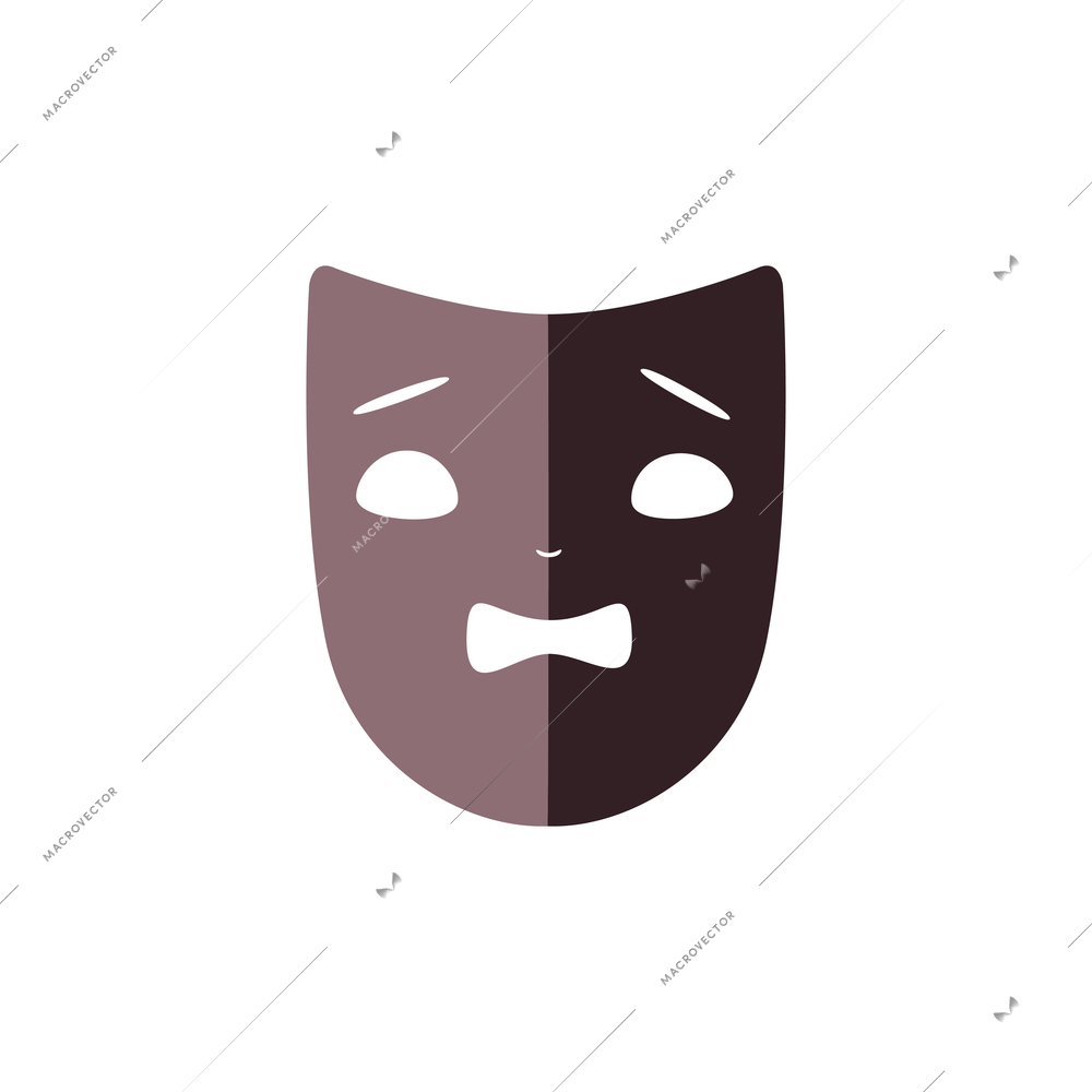 Flat icon of scared theater mask vector illustration