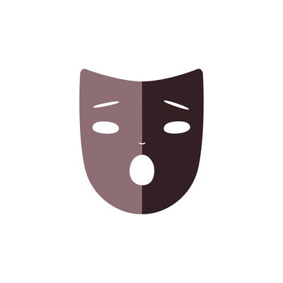 Theater mask with surprised face expression flat vector illustration