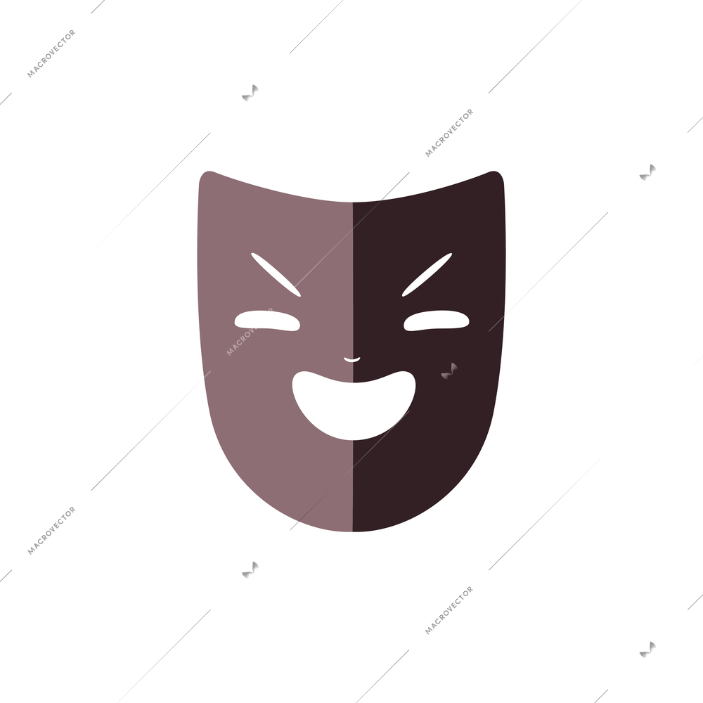 Flat drama mask of laughing villain vector illustration