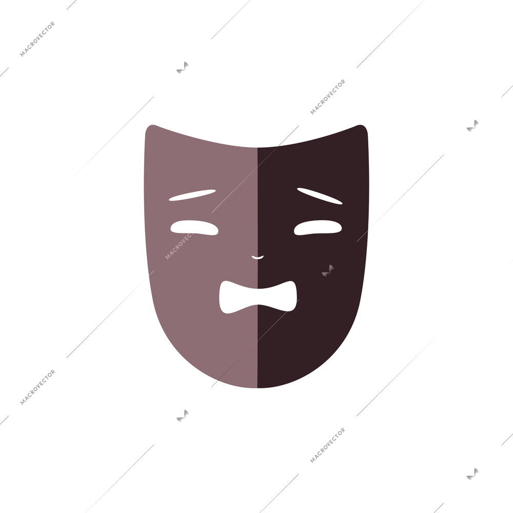 Scared face mask for drama plays flat icon vector illustration