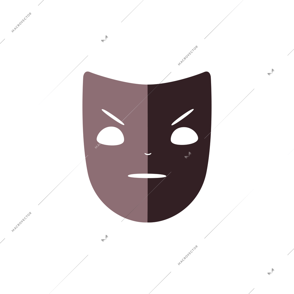 Angry theater mask flat icon on white background vector illustration