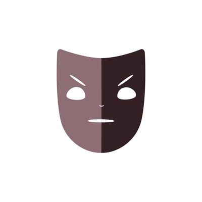 Angry theater mask flat icon on white background vector illustration