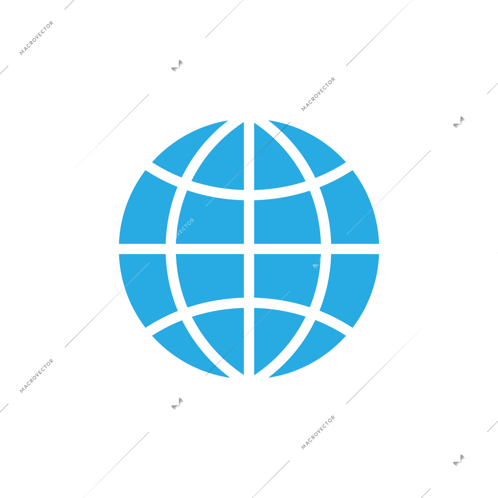 Global network blue flat icon on white background vector illustration