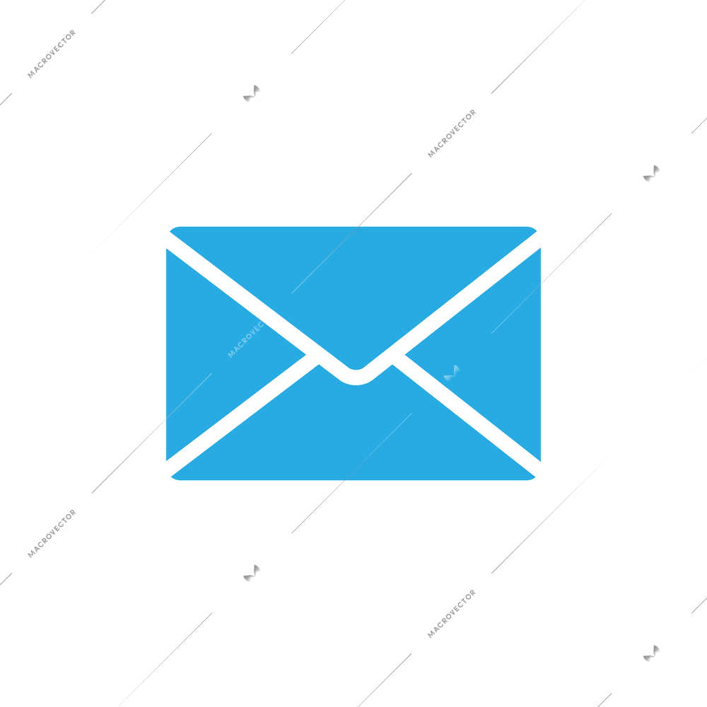 Flat icon of unread message in blue color vector illustration