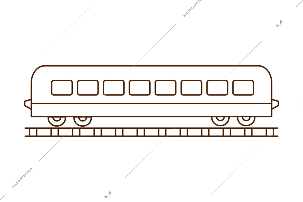 Flat icon of passenger train carriage vector illustration