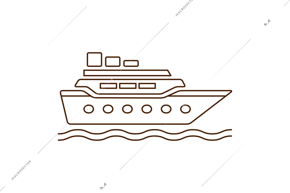 Ship flat line icon on white background vector illustration