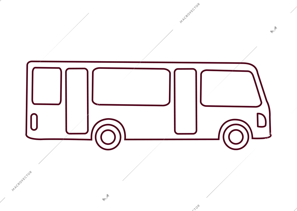 Simple contoured icon of bus on white background flat vector illustration