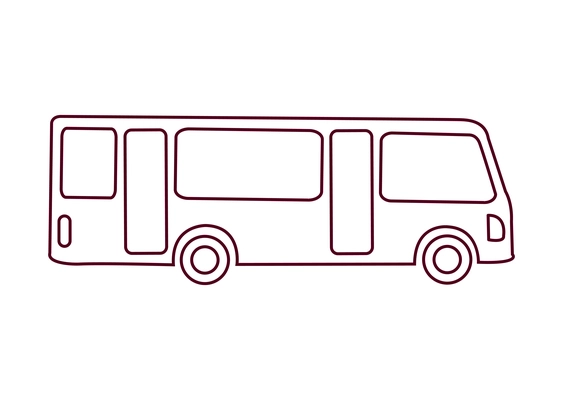 Simple contoured icon of bus on white background flat vector illustration