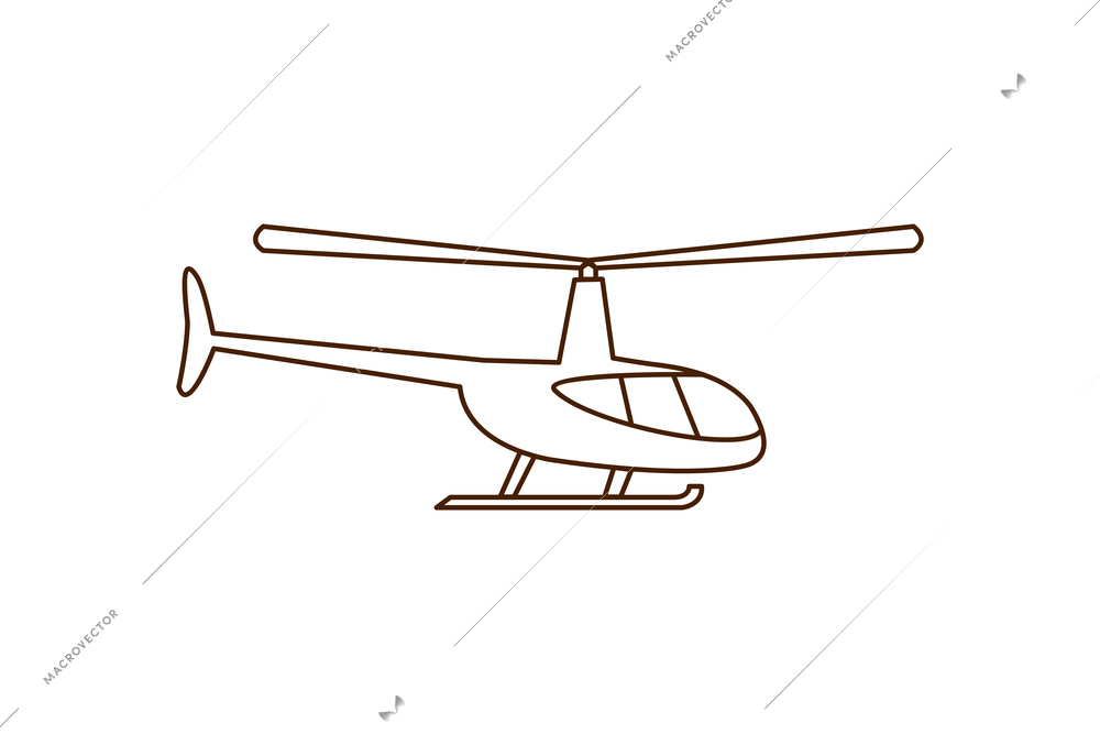 Helicopter line icon on white background flat vector illustration