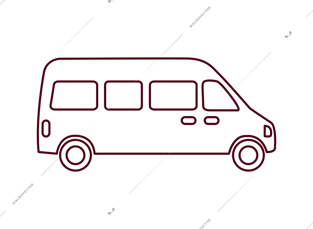 Simple line icon of van on white background flat vector illustration