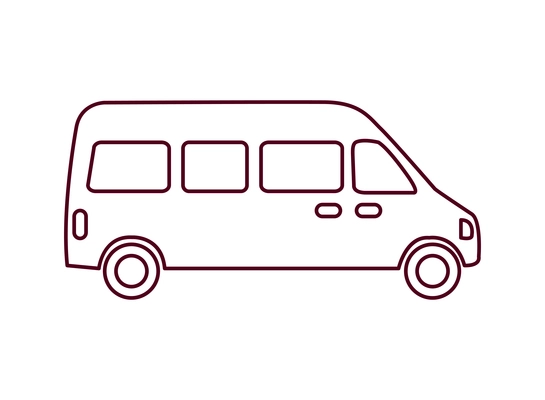 Simple line icon of van on white background flat vector illustration