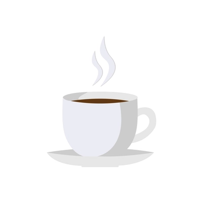 White cup of hot coffee flat icon vector illustration