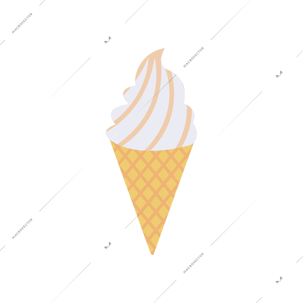 Flat icon of ice cream cone with topping vector illustration