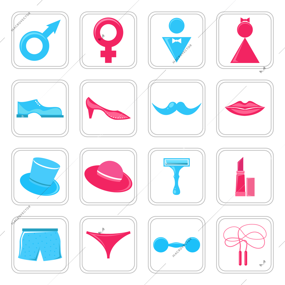 Gender symbols restroom icons set isolated vector illustration