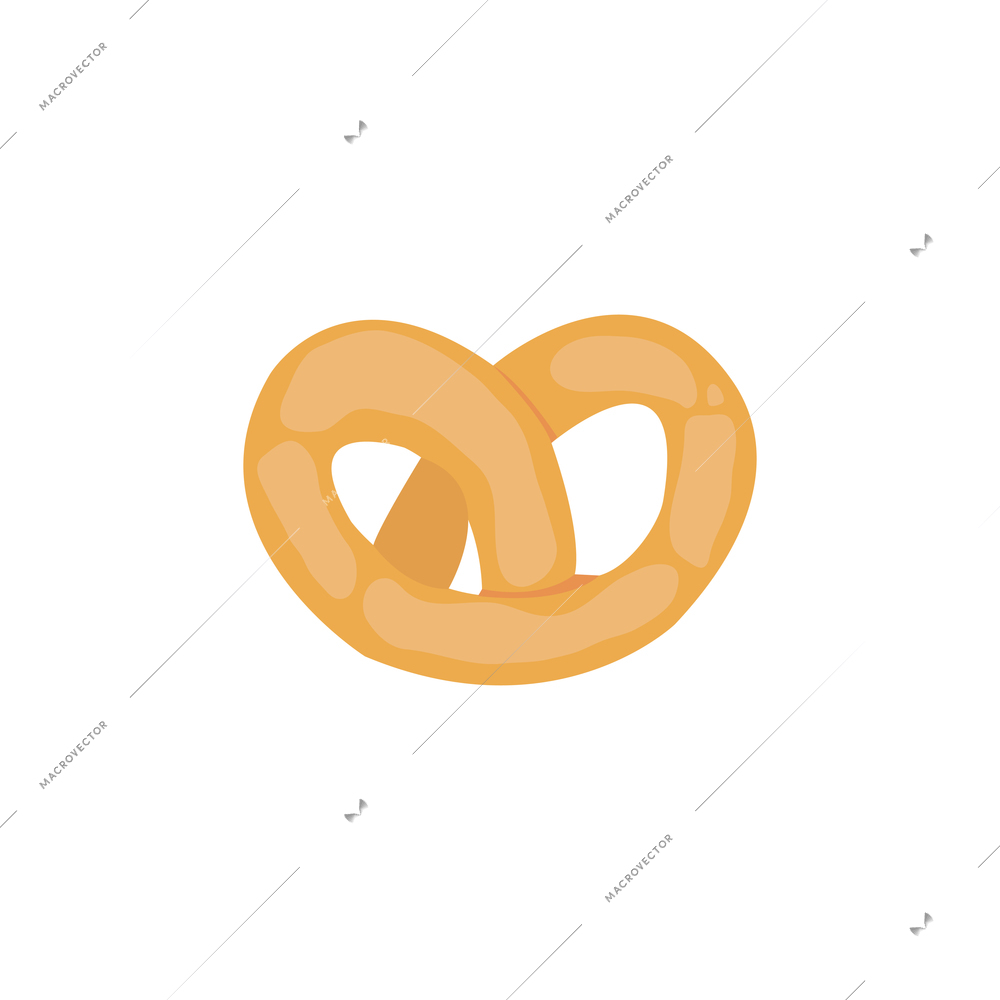 Single pretzel icon on white background flat vector illustration