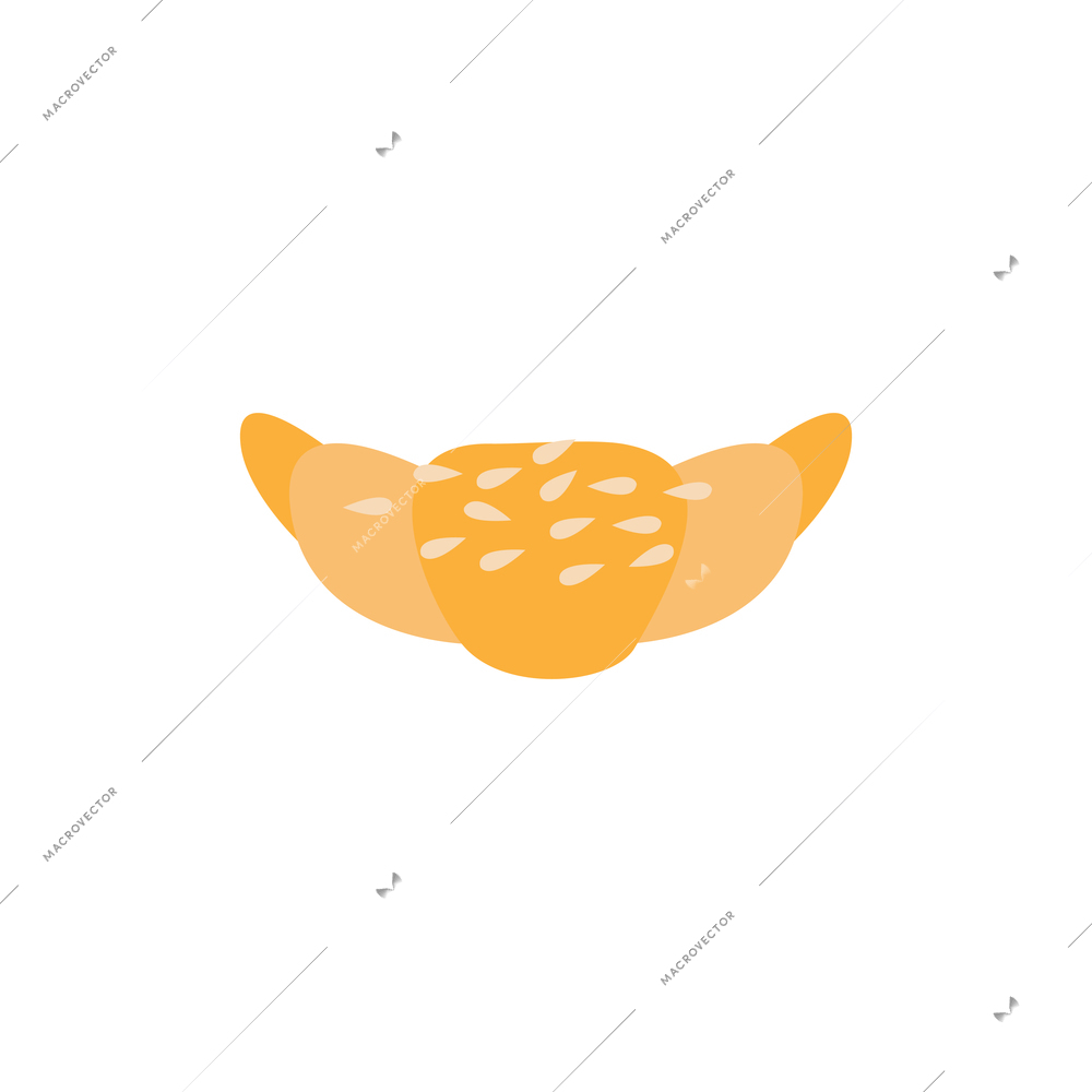 Flat color icon of fresh croissant with sesame vector illustration