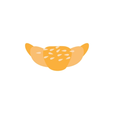 Flat color icon of fresh croissant with sesame vector illustration