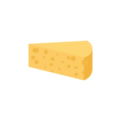 Piece of fresh hard pressed cheese flat icon vector illustration