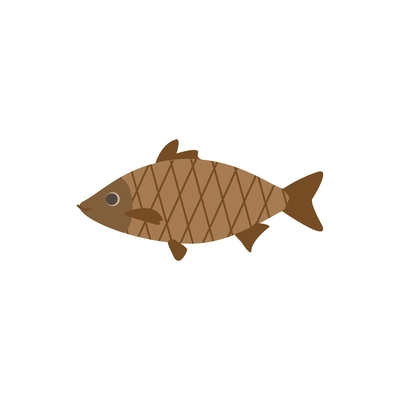 Flat icon of brown fish on white background vector illustration