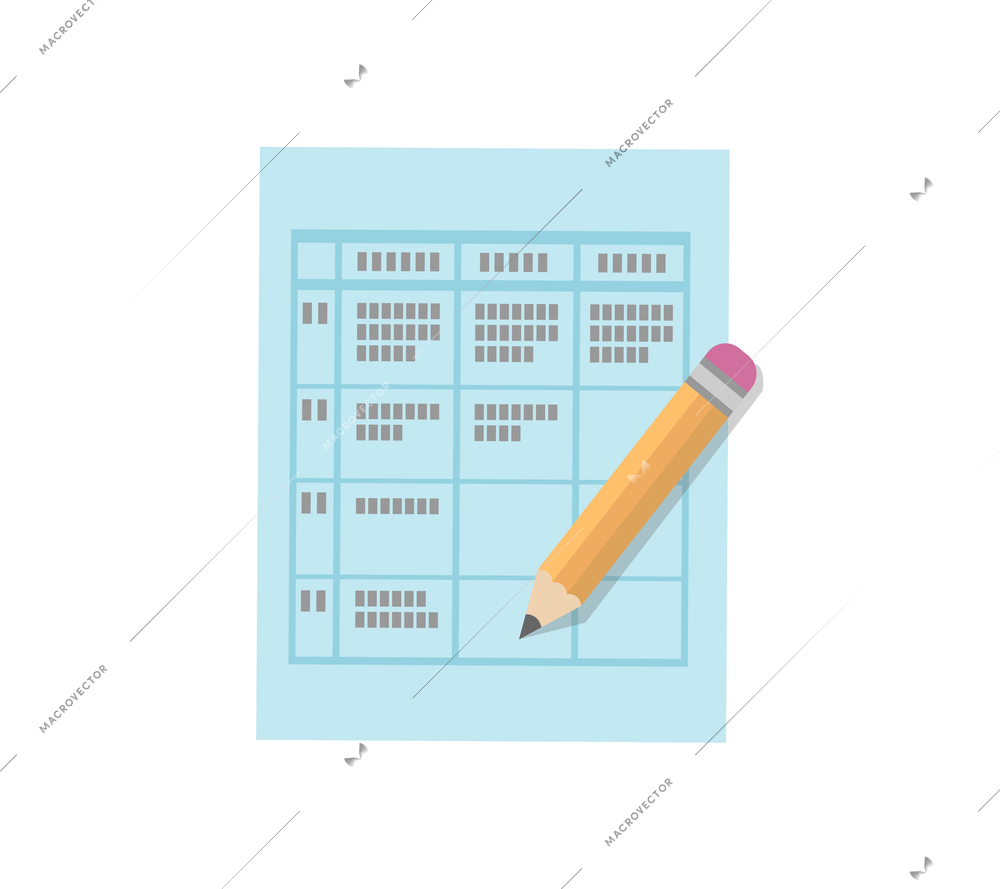 Flat icon with business plan and pencil vector illustration