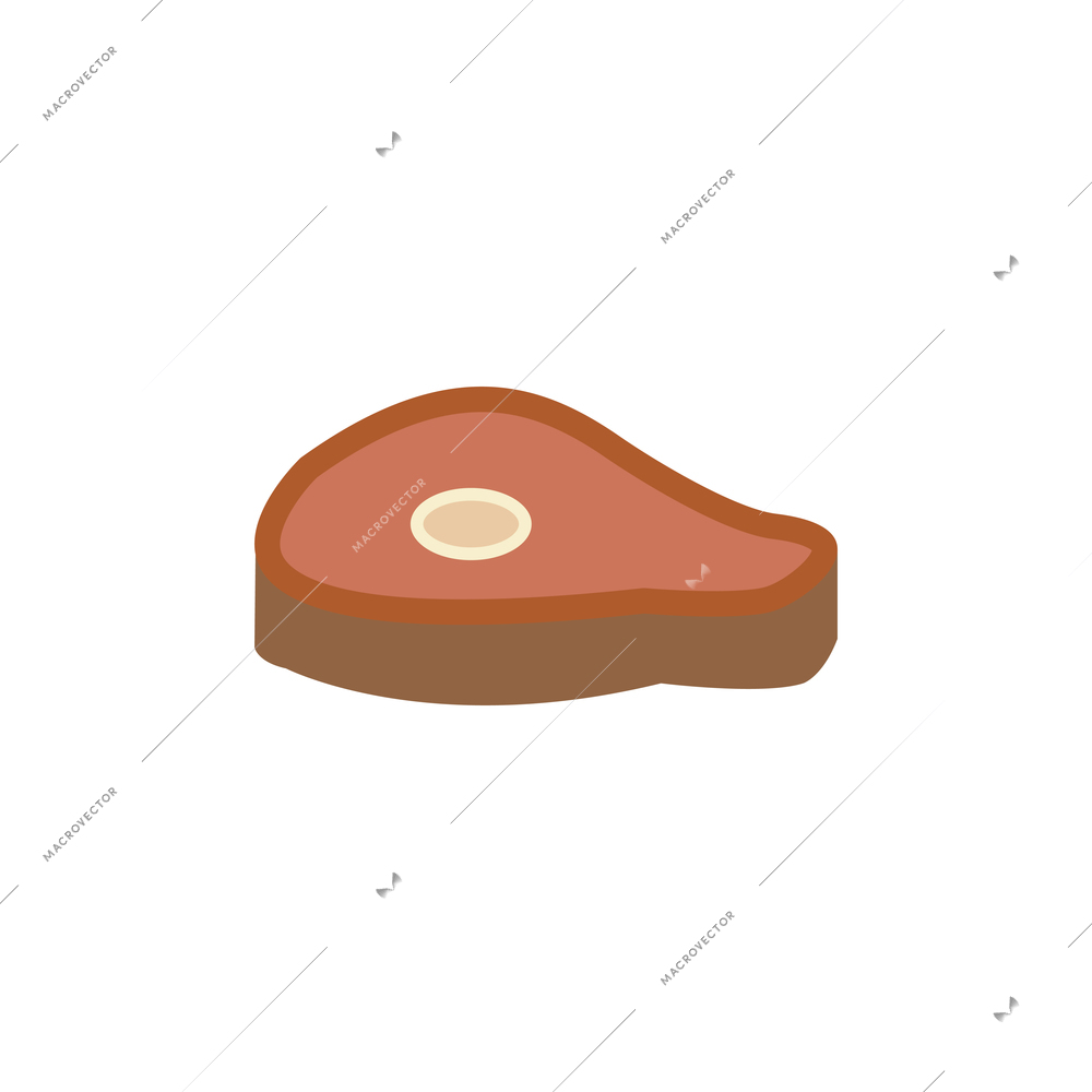 Beef steak color icon on white background flat vector illustration