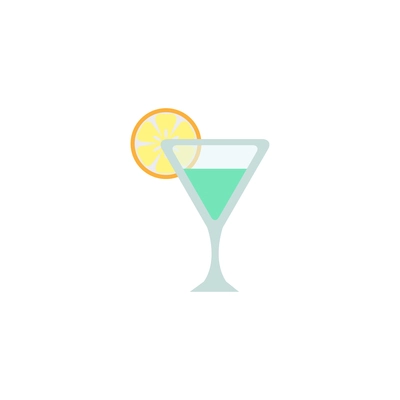 Flat icon of martini cocktail glass with citrus slice vector illustration