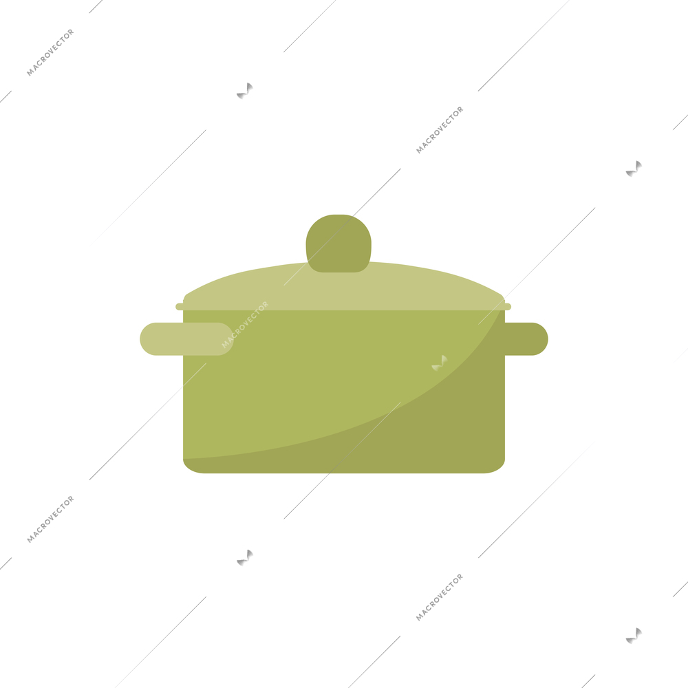 Icon on green cooking pan on white background flat vector illustration