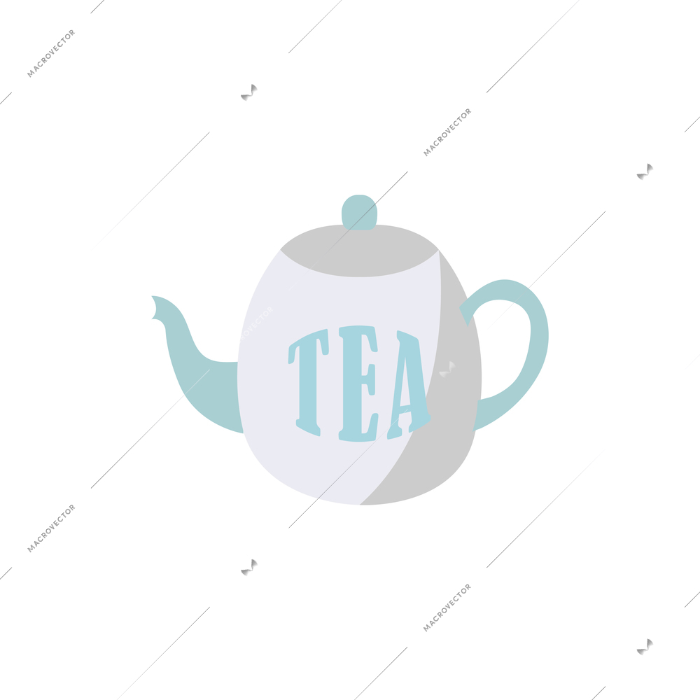 Small white and blue teapot flat icon on white background vector illustration