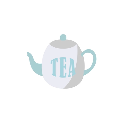 Small white and blue teapot flat icon on white background vector illustration