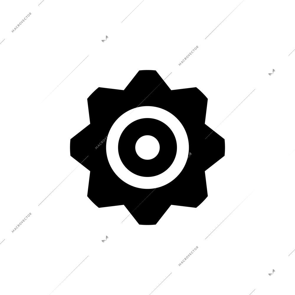 Black and white flat cogwheel icon vector illustration