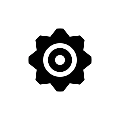 Black and white flat cogwheel icon vector illustration