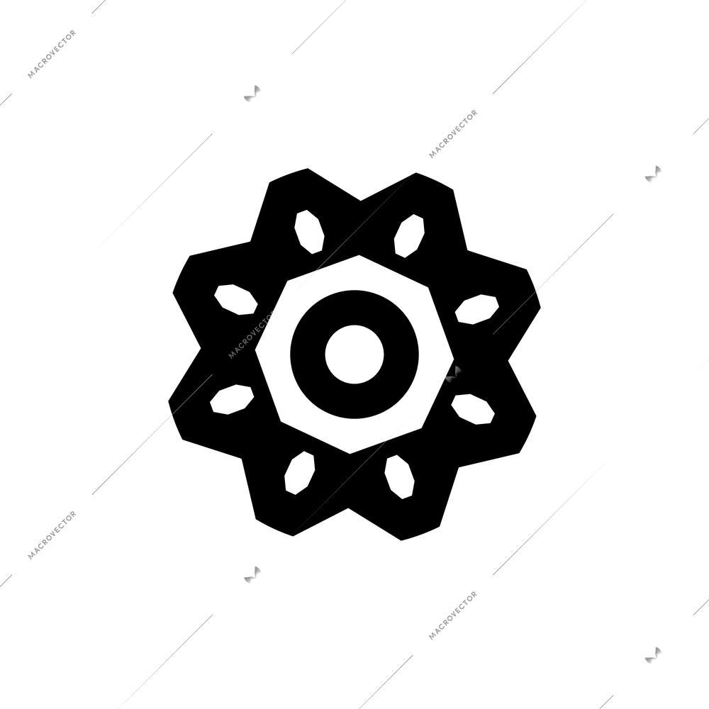 Black color gear wheel flat vector illustration