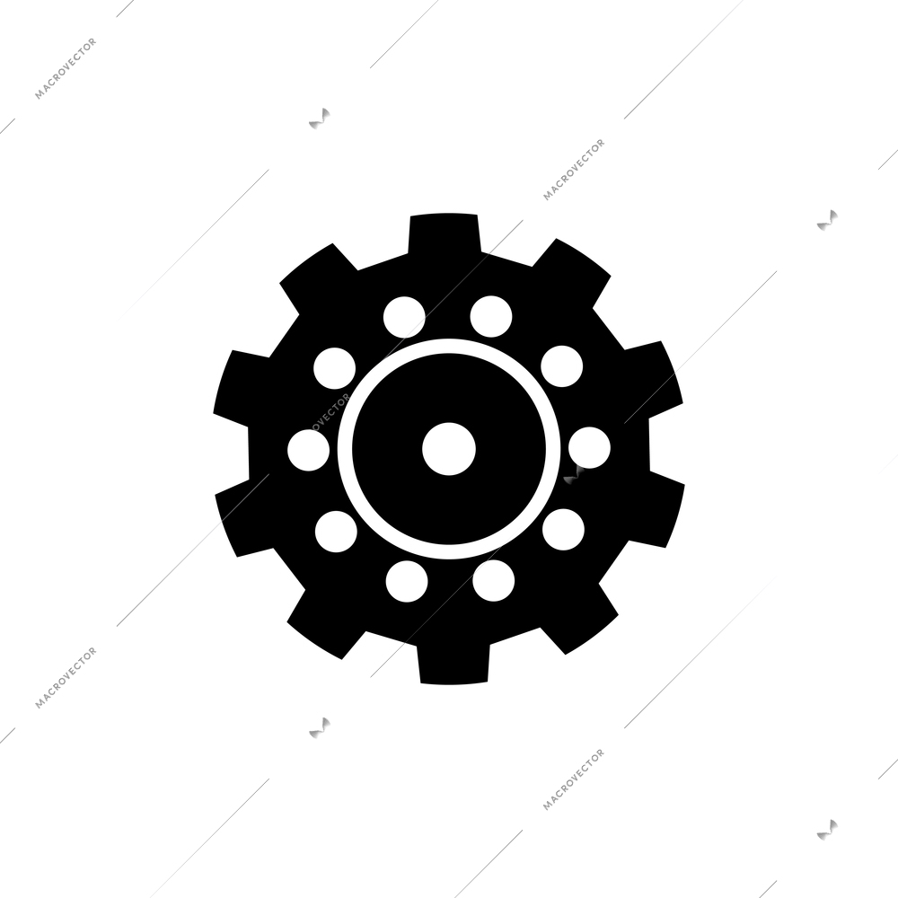 Black cogwheel on white background flat vector illustration