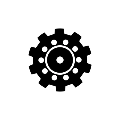 Black cogwheel on white background flat vector illustration