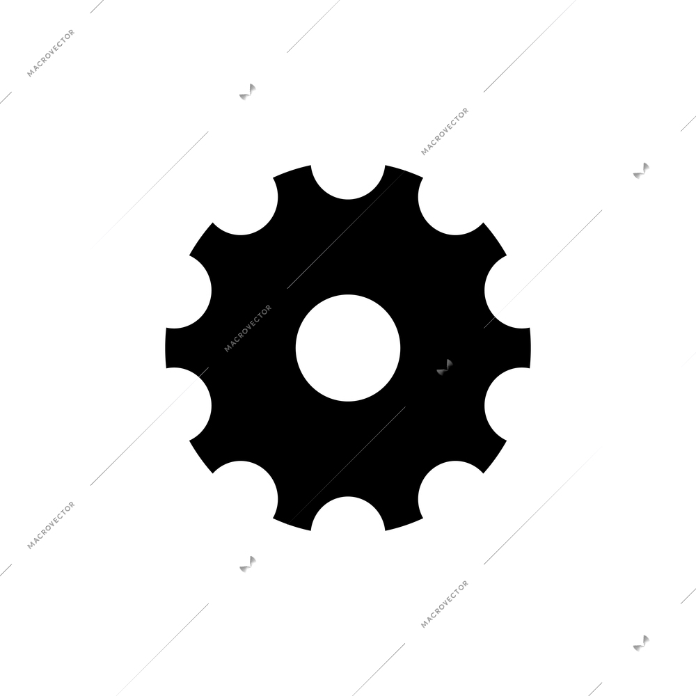 Flat icon of black gear wheel vector illustration