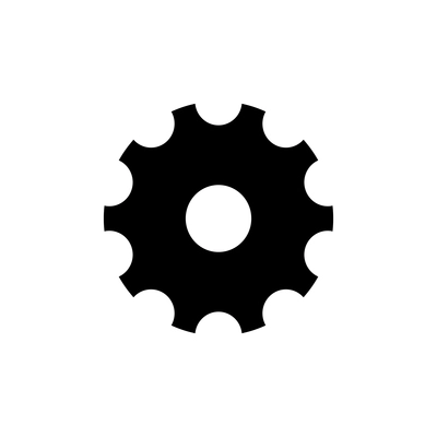 Flat icon of black gear wheel vector illustration