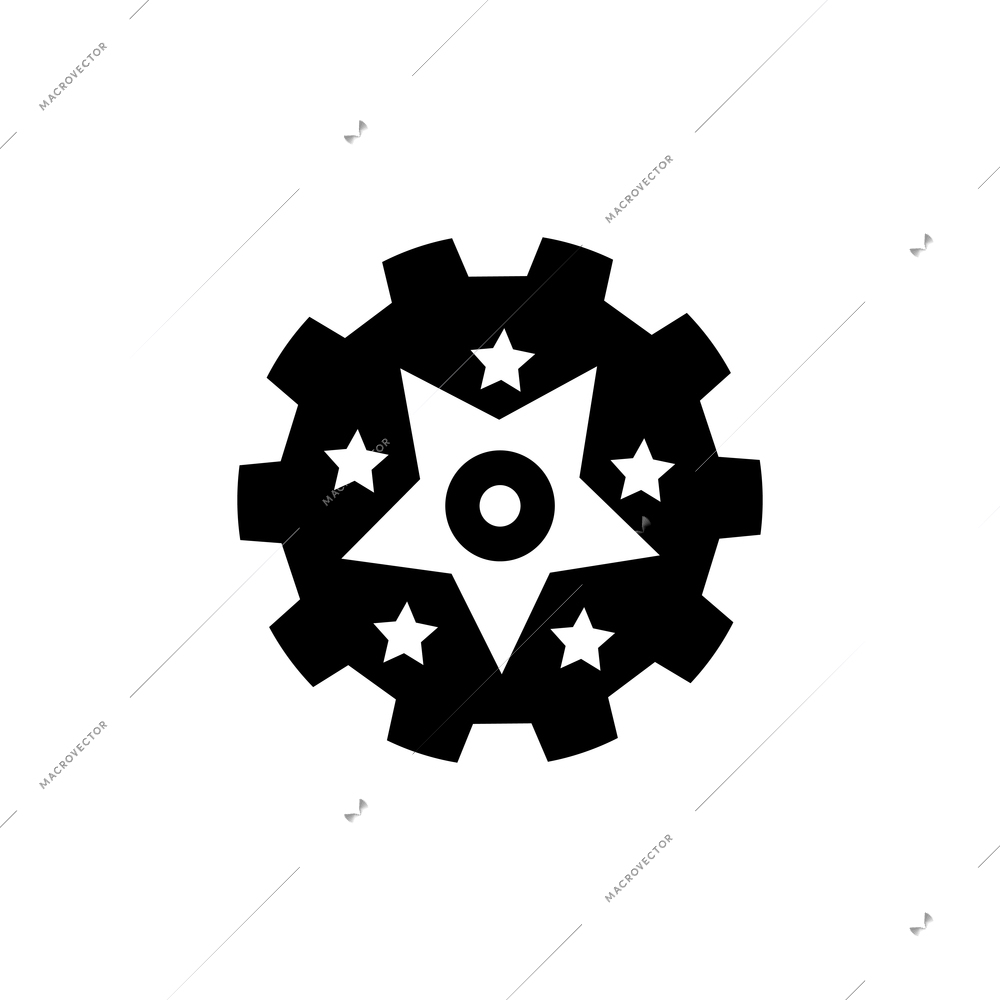 Gear wheel with stars industrial icon flat vector illustration