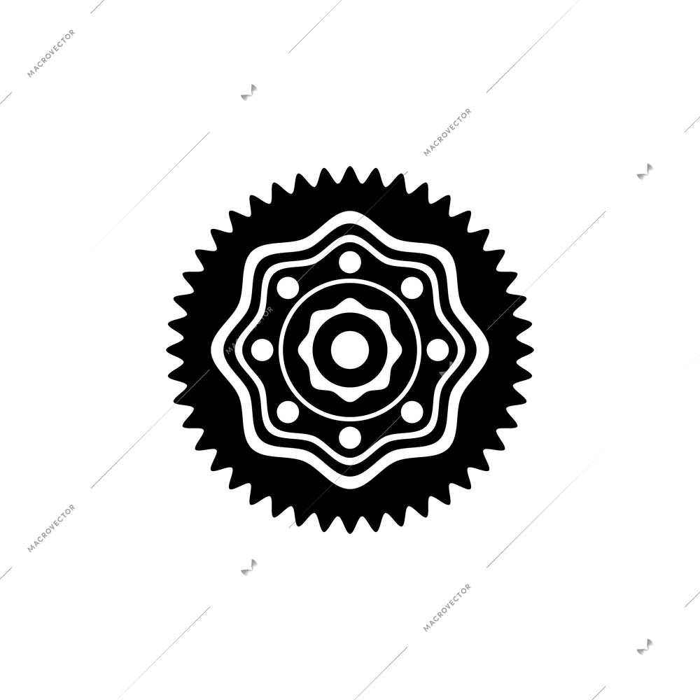 Black gear wheel on white background flat vector illustration