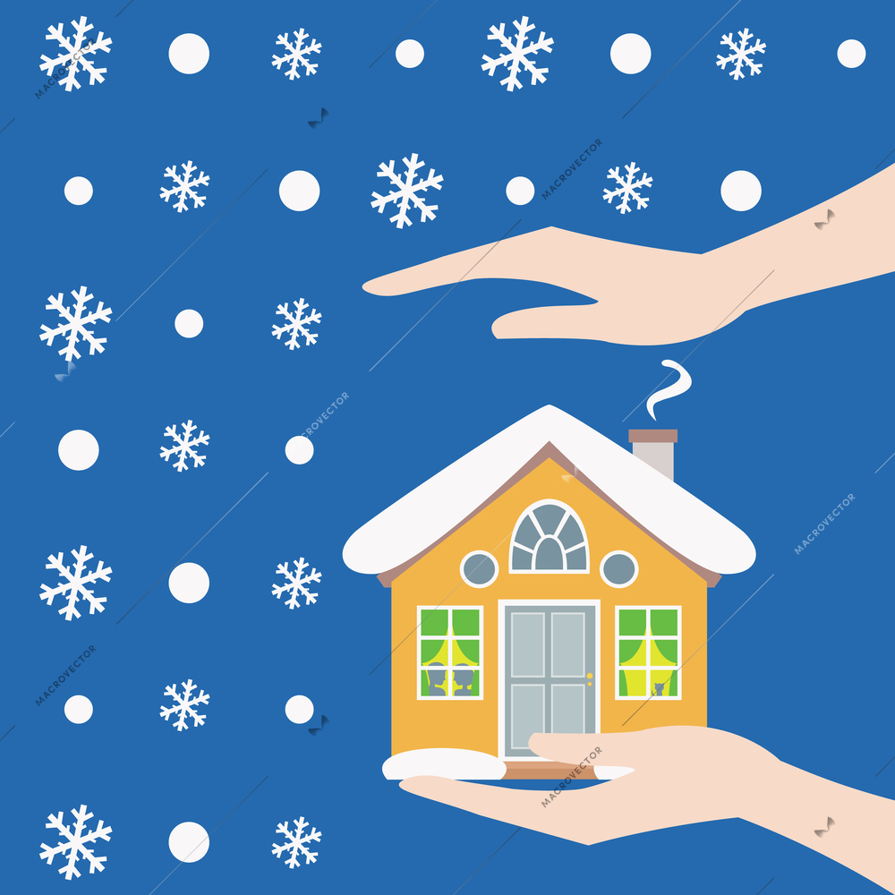 Home safety symbol protected from snow vector illustration
