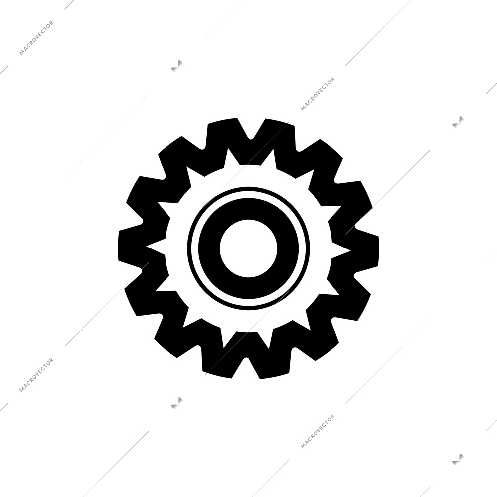 Black cogwheel on white background flat vector illustration