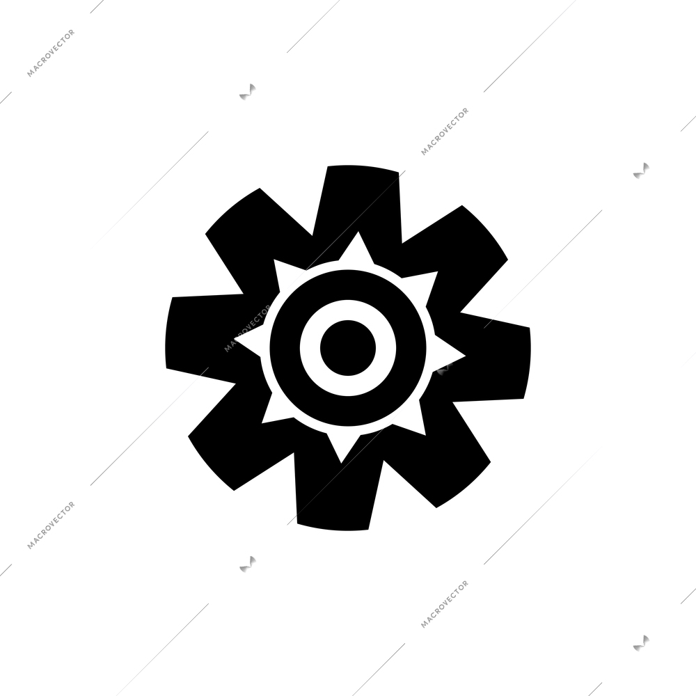 Simple icon of black gear on white background vector illustration