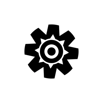 Simple icon of black gear on white background vector illustration