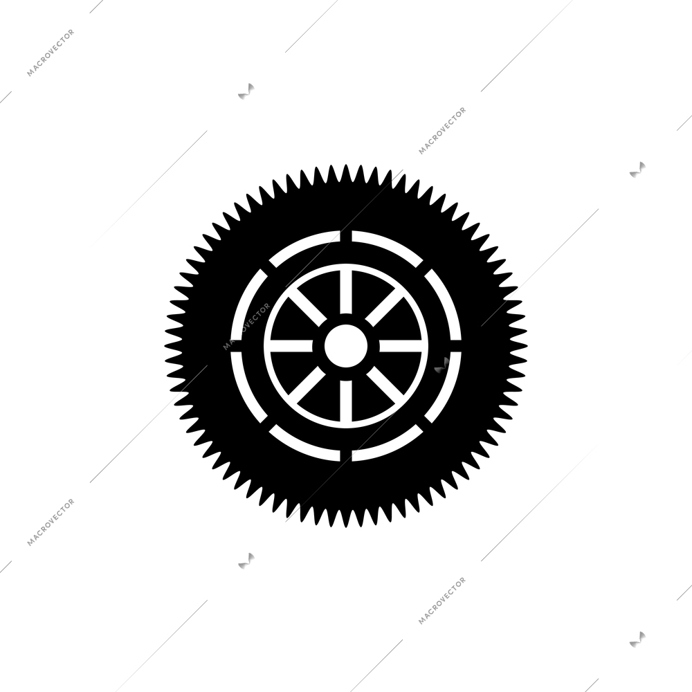 Single black gear wheel icon flat vector illustration