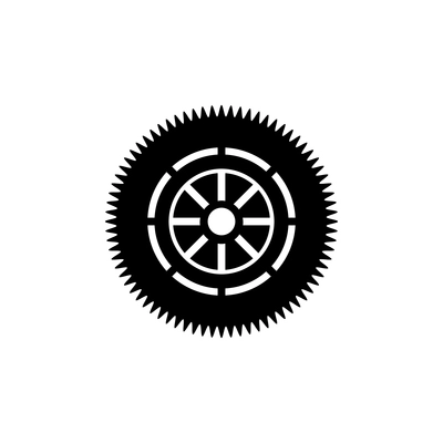 Single black gear wheel icon flat vector illustration