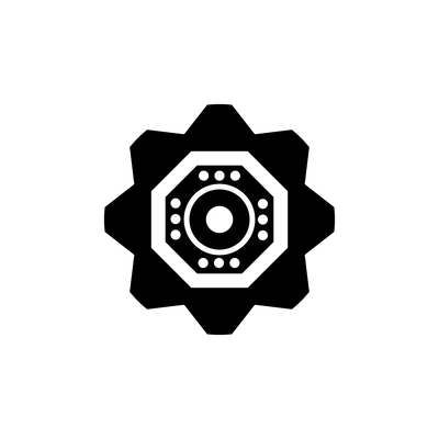 Black and white icon of cogwheel flat vector illustration