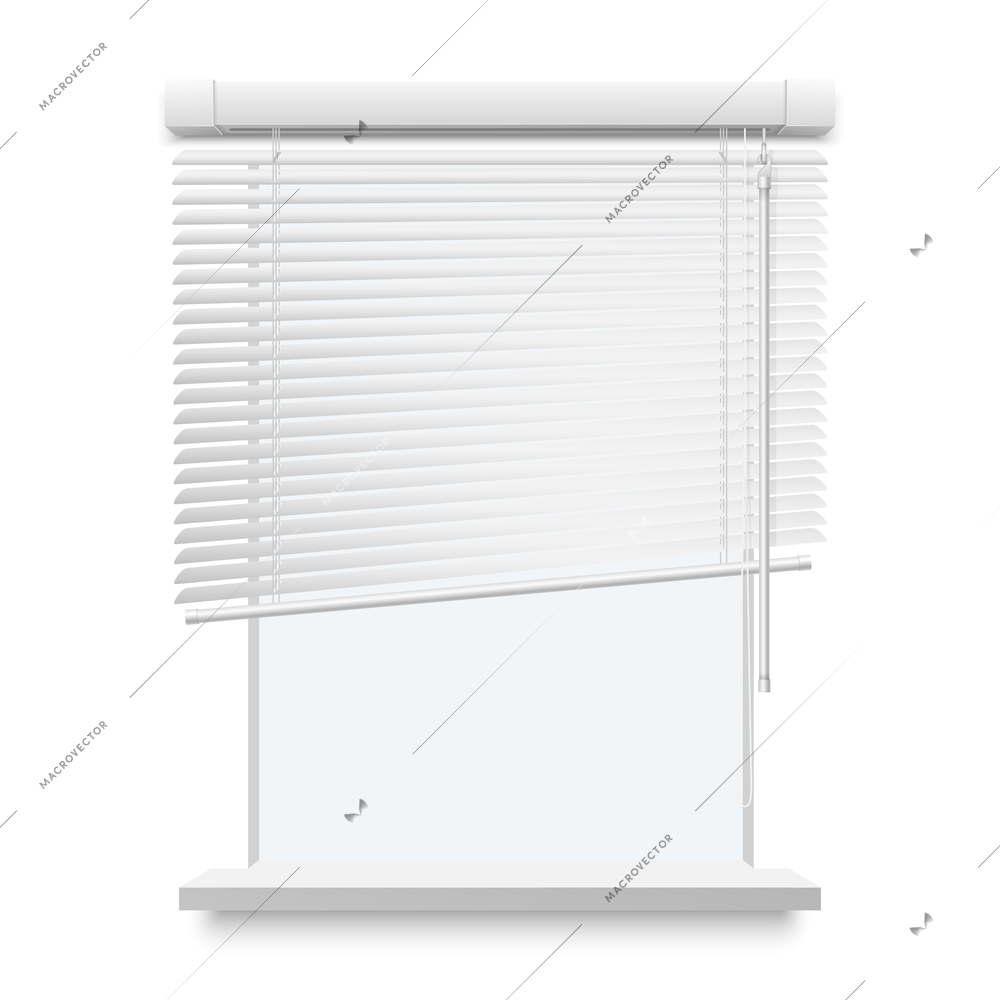 Half opened window blinds realistic vector illustration