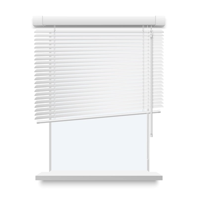 Half opened window blinds realistic vector illustration