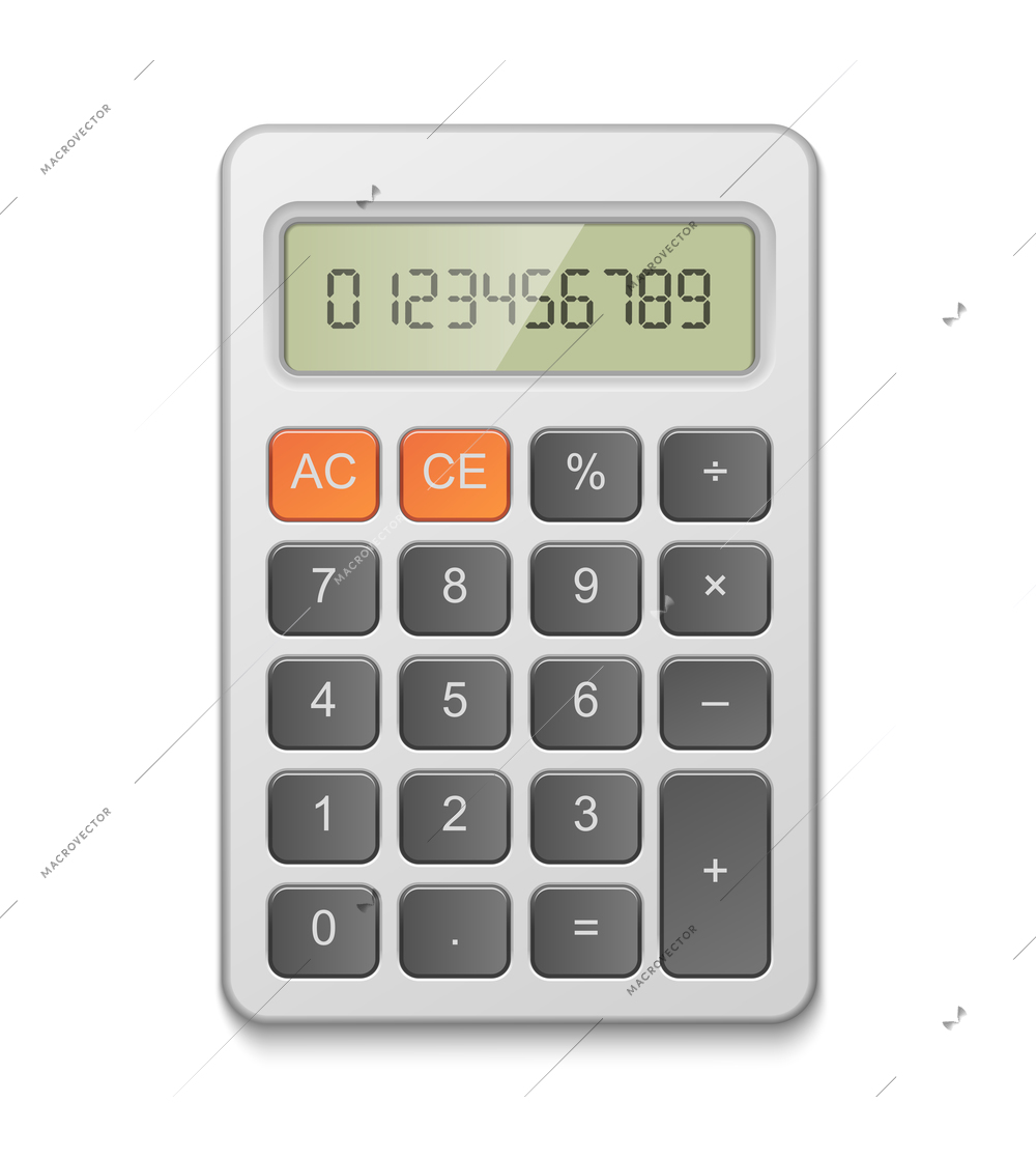 Realistic digital calculator icon vector illustration
